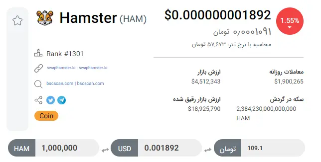 قیمت امروز همستر 27 تیر