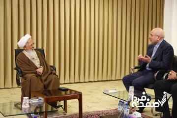 گفتوگوی قالیباف با آیتالله جوادی آملی در قم + تصویر