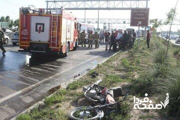 تصادف شدید در اتوبان آزادگان/ترافیک سنگین در مسیر غرب به شرق