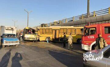 افزایش تعداد مصدومان تصادف دو اتوبوس در جاده مخصوص کرج